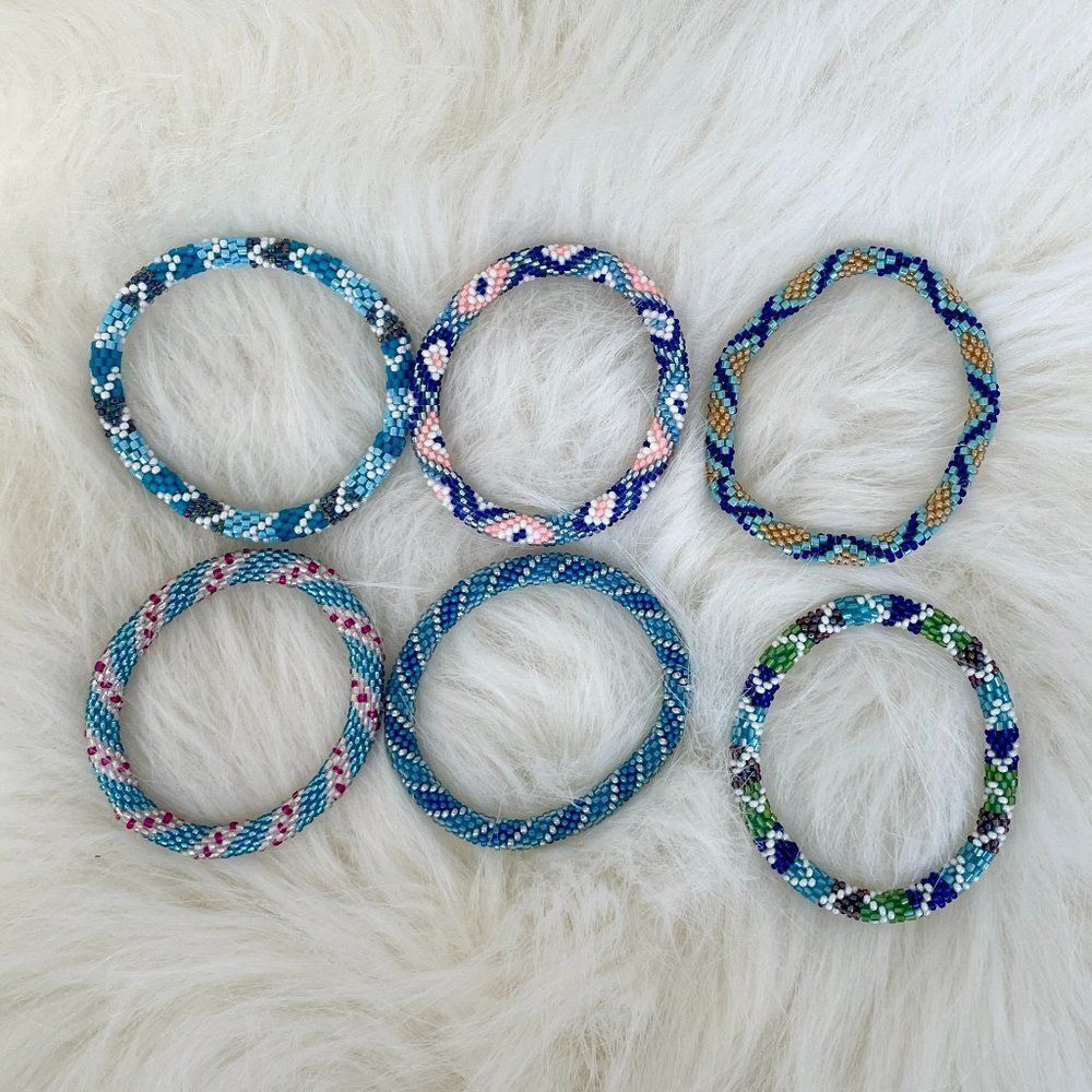 HAND CRAFTED in Nepal Beaded Bracelets (set of 6) #304 - Picture 3 of 5